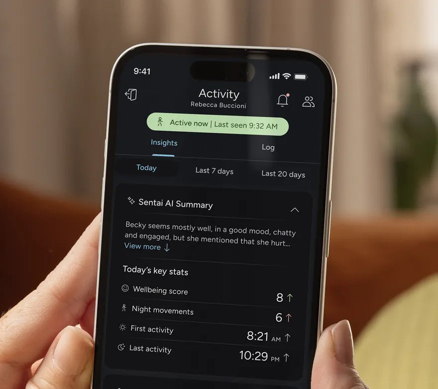 The Sentai app open on a phone, showing the day's activity