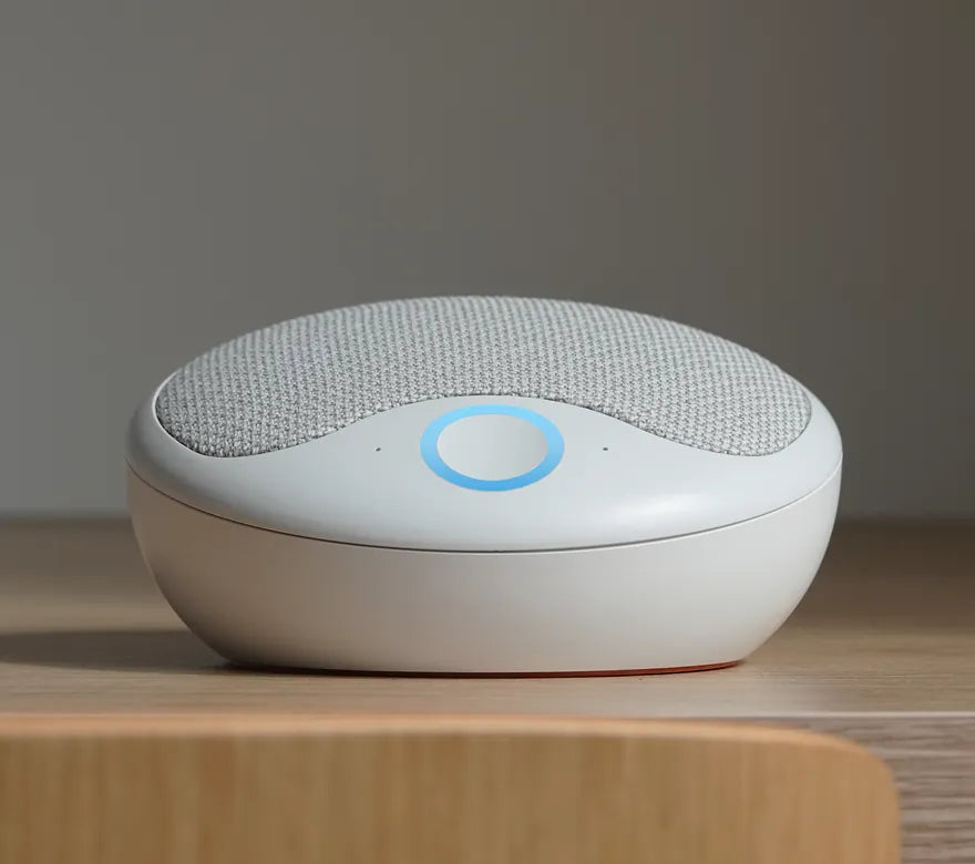 The Sentai Smart Hub on a shelf, its ring lit