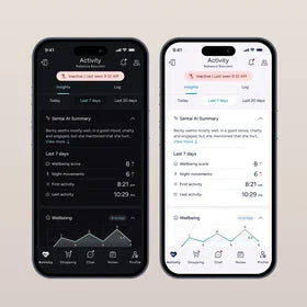 The Sentai app’s activity and insights screens
